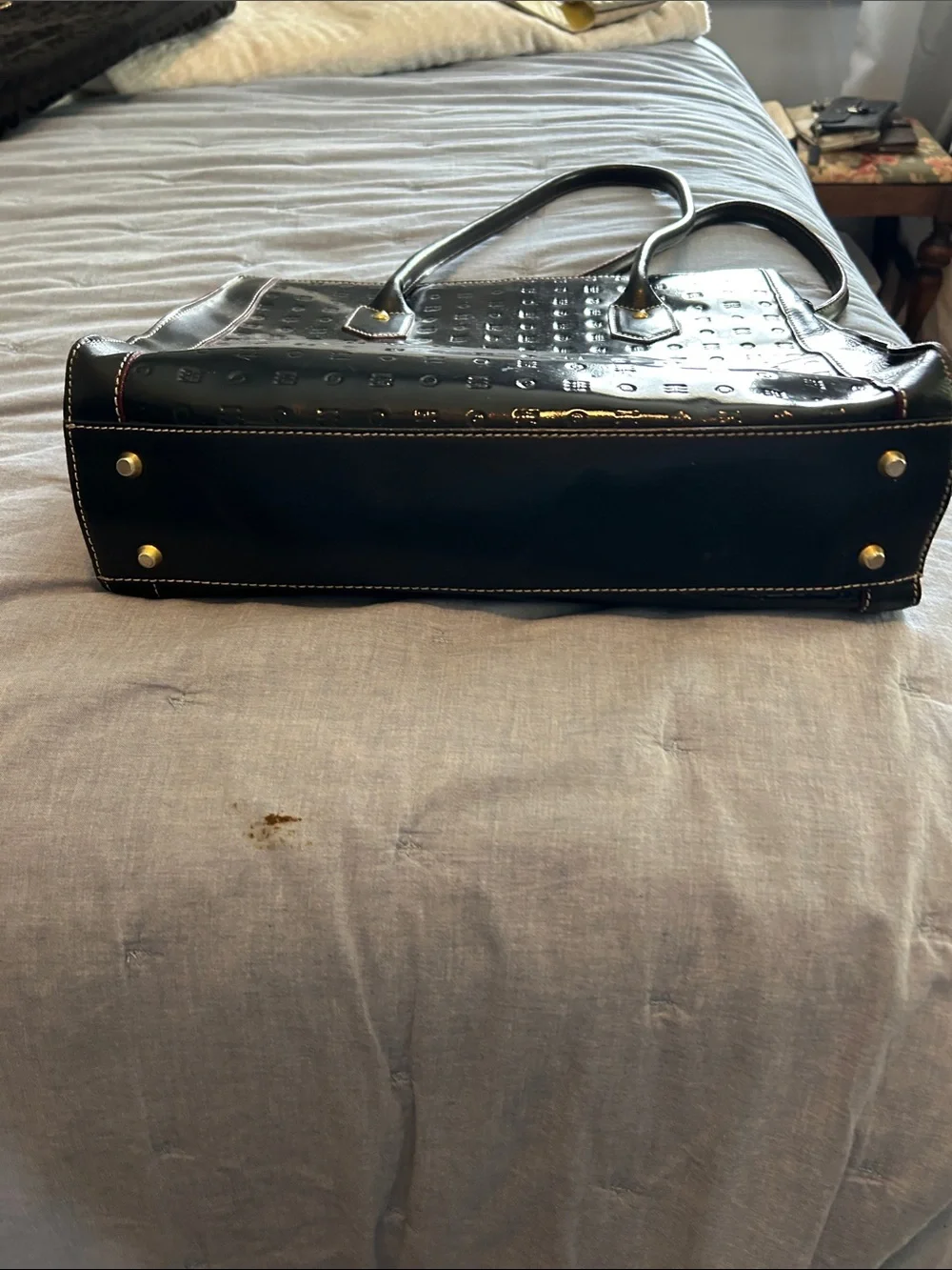 Arcadia made in Italy, large leather patent leather bag tote new